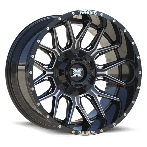 TWISTED OFF-ROAD TW1 Gloss Black Milled Wheel 22x12 6X139.7mm -44 0mm