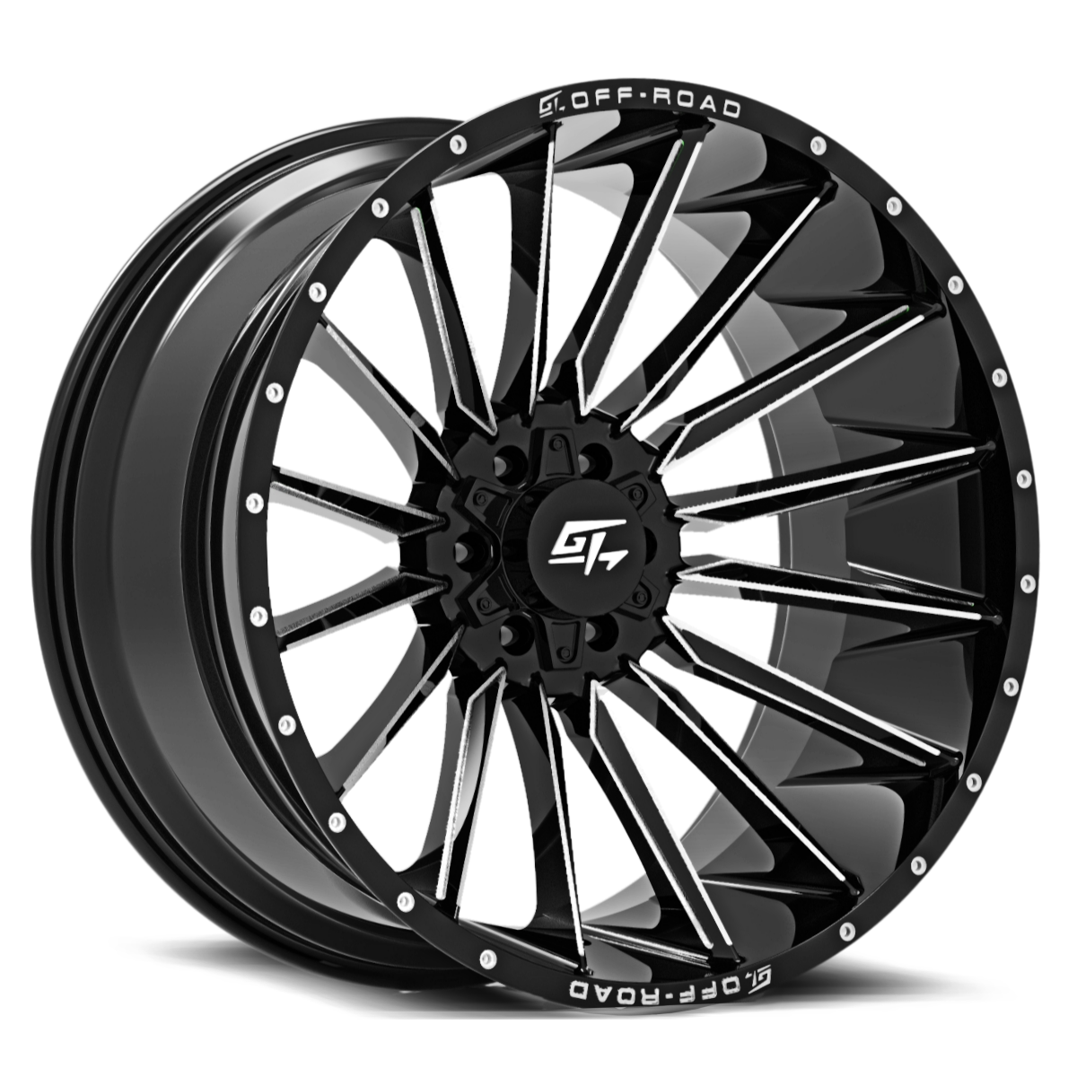 GT OFFROAD STARK Gloss Black Milled Wheel 20x9 8X170mm +12 125.2mm