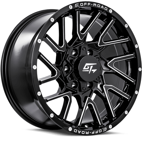 GT OFFROAD AGGRESSION Gloss Black Milled Wheel 18x9 5X127mm +12 78.1mm