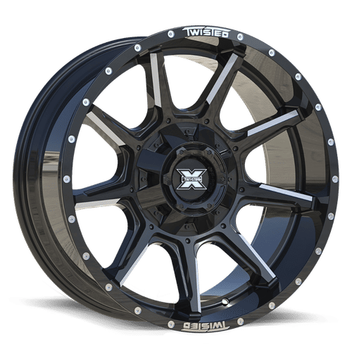 TWISTED OFF-ROAD TW2 Gloss Black Milled Wheel 22x12 8X180mm -44 0mm