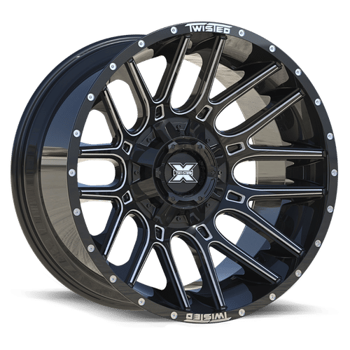 TWISTED OFF-ROAD TW3 Gloss Black Milled Wheel 22x12 5X127mm -44 0mm