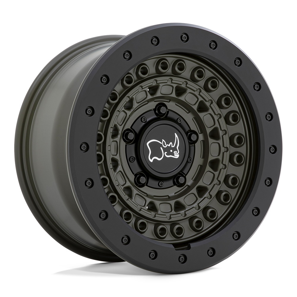 Black Rhino Hard Alloys BARRICADE OLIVE DRAB GREEN W/ BLK ROCK Wheel 17x8.5 6X139.7mm -18 112.1mm