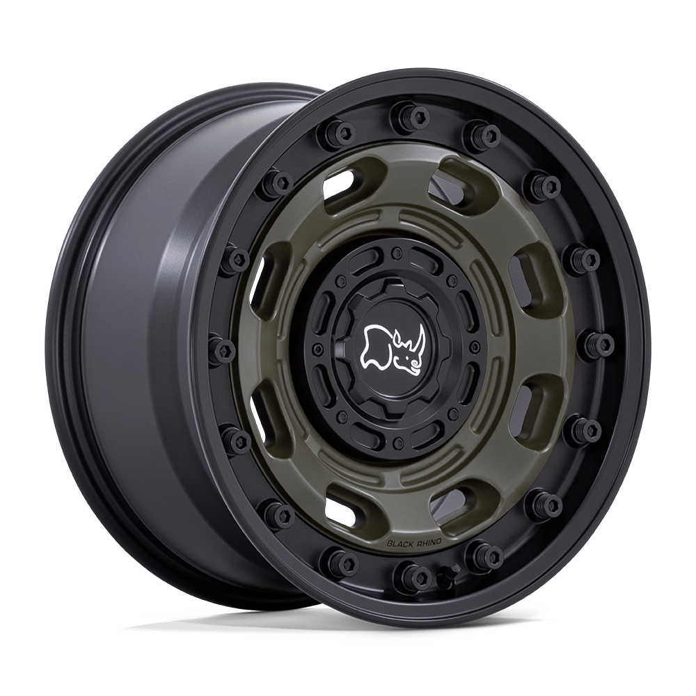 Black Rhino Hard Alloys ATLAS OLIVE DRAB GREEN W/ BLACK LIP Wheel 17x8.5 6X135/6X139.7mm -10 106.1mm