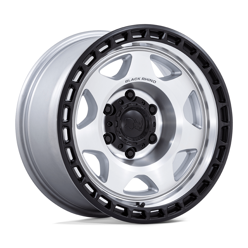 Black Rhino Hard Alloys BR018 VOYAGER SILVER MACHINED W/ M-BLACK LIP Wheel 17x8.5 6X135mm -10 87.1mm