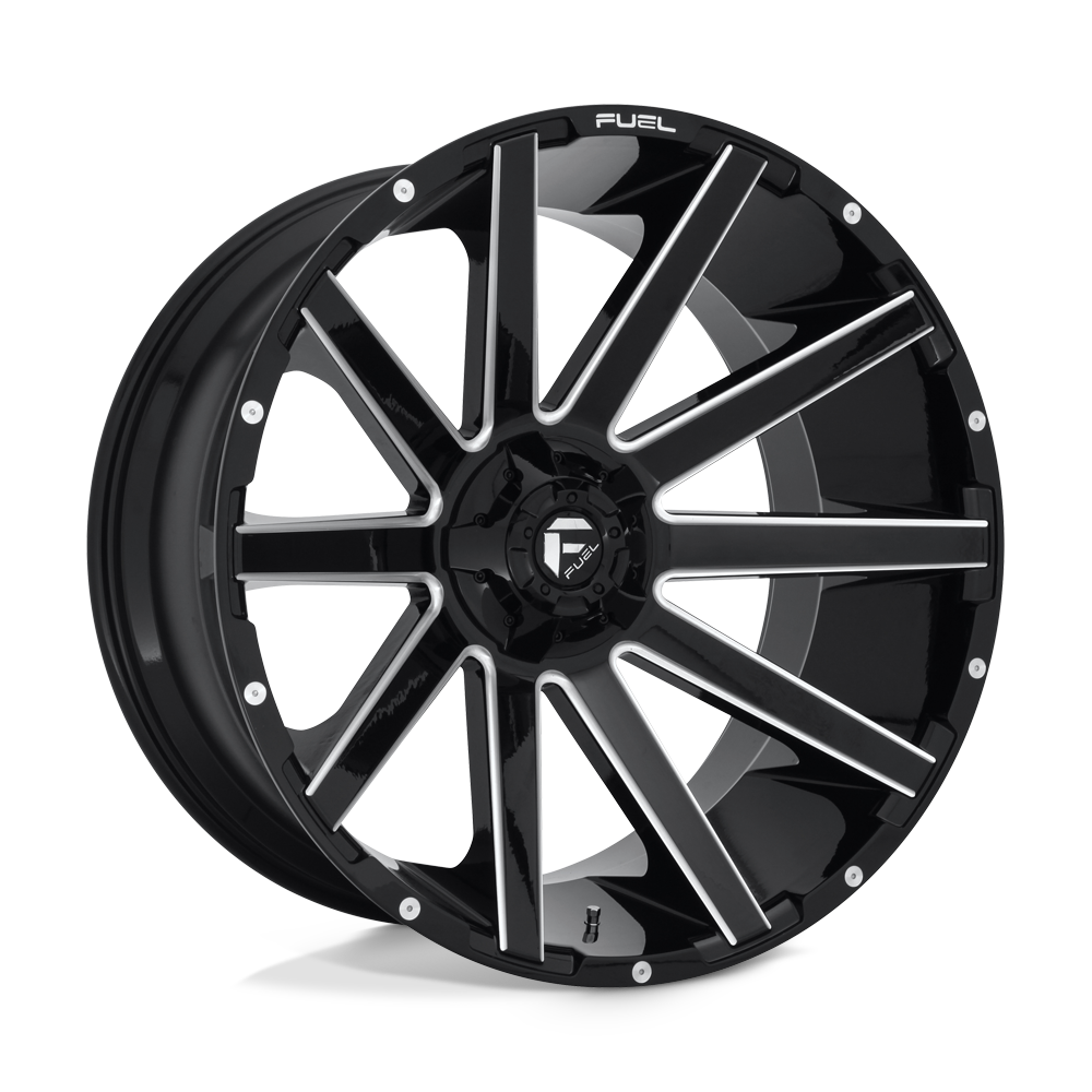 Fuel 1PC D615 CONTRA GLOSS BLACK MILLED Wheel 24x12 6X135/6X139.7mm -44 106.1mm