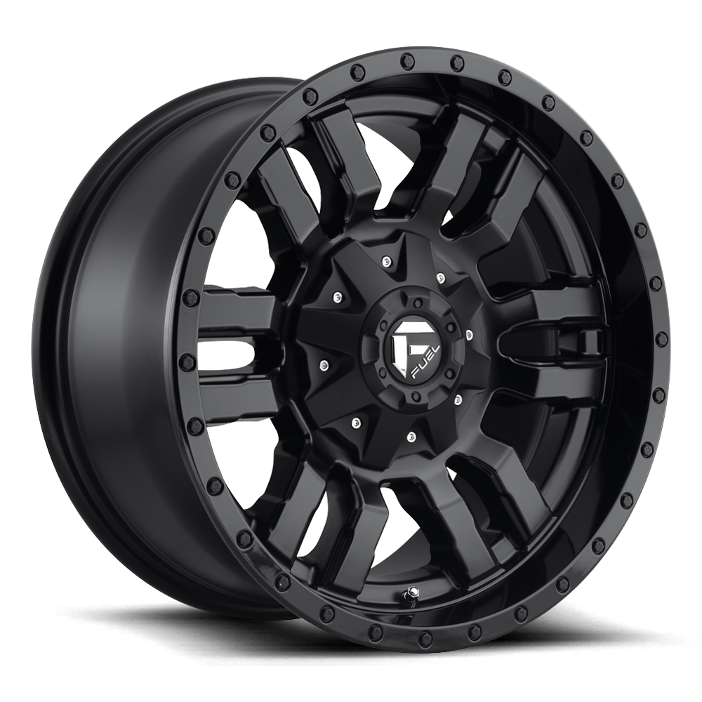 Fuel 1PC D596 SLEDGE MATTE BLACK GLOSS BLACK LIP Wheel 17x9 6X135/6X139.7mm -12 106.1mm