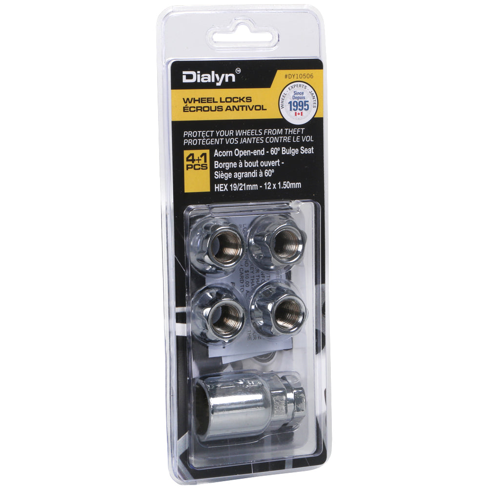 Acorn Chrome Lock O/E Nut Set 60° Bulge-12x1.50mm-19/21mm Hex (PKG/4)