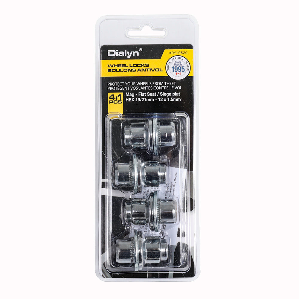 Mag W/Washer Chrome Lock Nut Set Flat Seat-12x1.50mm-19/21mm Hex (PKG/4)