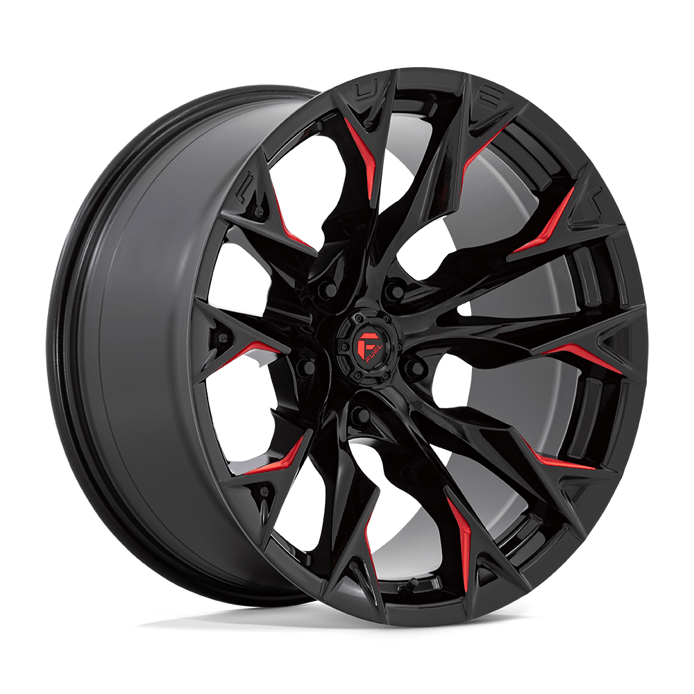 Fuel 1PC D823 FLAME GLOSS BLACK MILL W/ CANDY RED Wheel 20x10 5X127mm -18 71.5mm