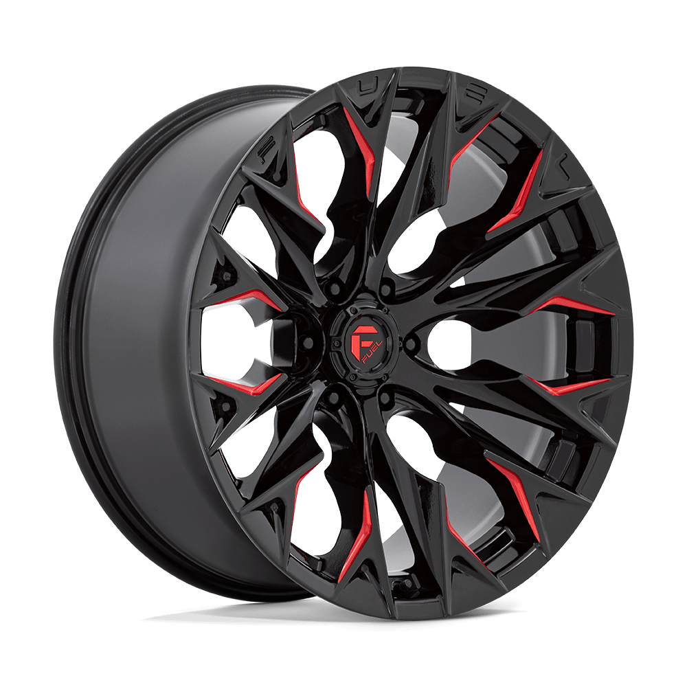 Fuel 1PC D823 FLAME GLOSS BLACK MILL W/ CANDY RED Wheel 22x10 6X139.7mm -18 106.1mm