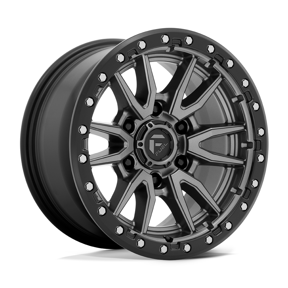 Fuel 1PC D680 REBEL MATTE GUNMETAL BLACK BEAD RING Wheel 17x9 6X139.7mm +1 106.1mm