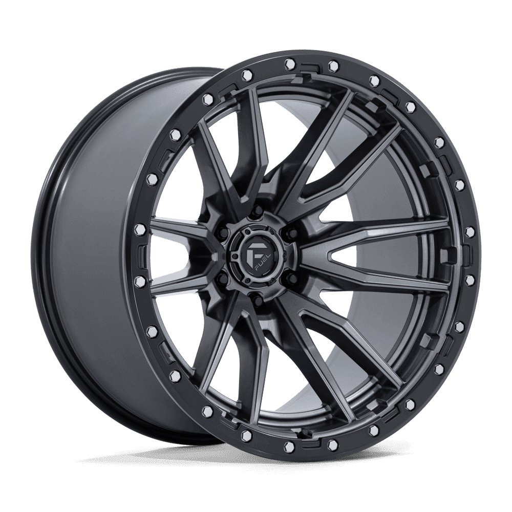Fuel 1PC D680 REBEL MATTE GUNMETAL BLACK BEAD RING Wheel 22x12 6X139.7mm -44 106.1mm