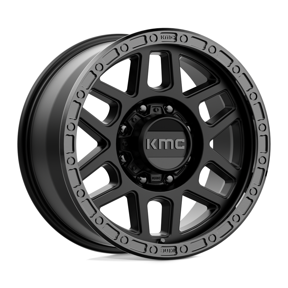 KMC KM544 MESA SATIN BLACK W/ GLOSS BLACK LIP Wheel 18x9 8X180mm +18 124.2mm