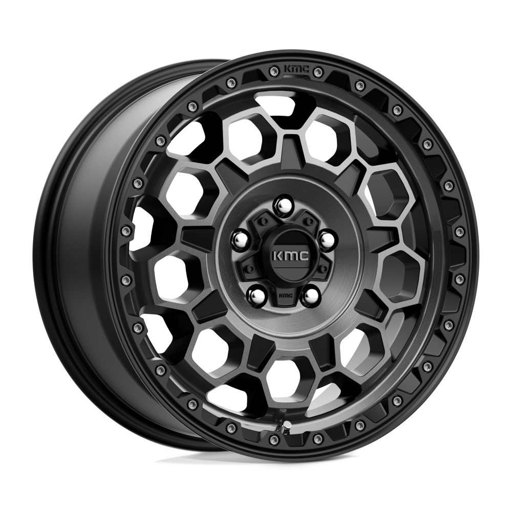 KMC KM545 TREK SATIN BLACK W/ GRAY TINT Wheel 17x8 5X114.3mm +35 72.56mm