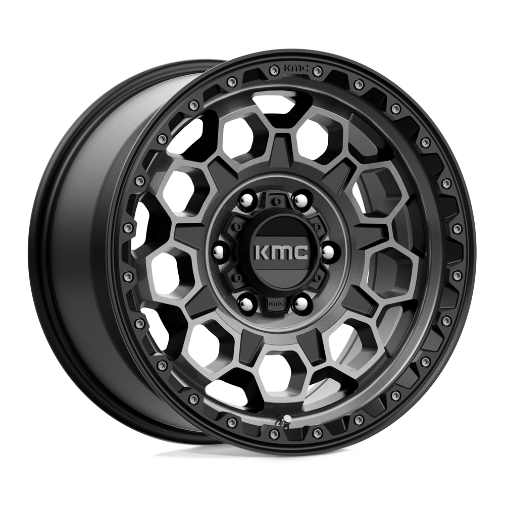 KMC KM545 TREK SATIN BLACK W/ GRAY TINT Wheel 17x9 6X139.7mm +18 106.1mm