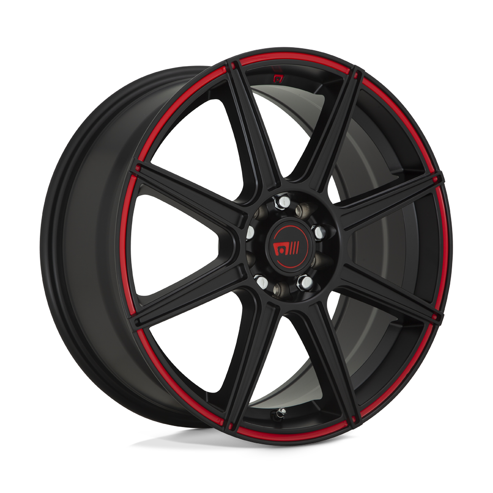 Motegi MR142 CS8 SATIN BLACK W/ RED STRIPE Wheel 17x7 5X110/5X115mm +40 72.56mm