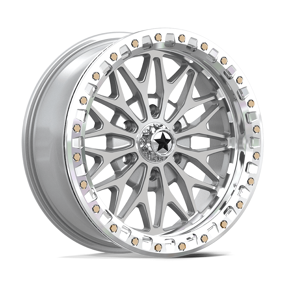 MSA Offroad Wheels MA53 BOLO UTV BEADLOCK GLOSS SILVER W/ MACHINED FACE Wheel 18x7 6X139.7mm +10 100.3mm