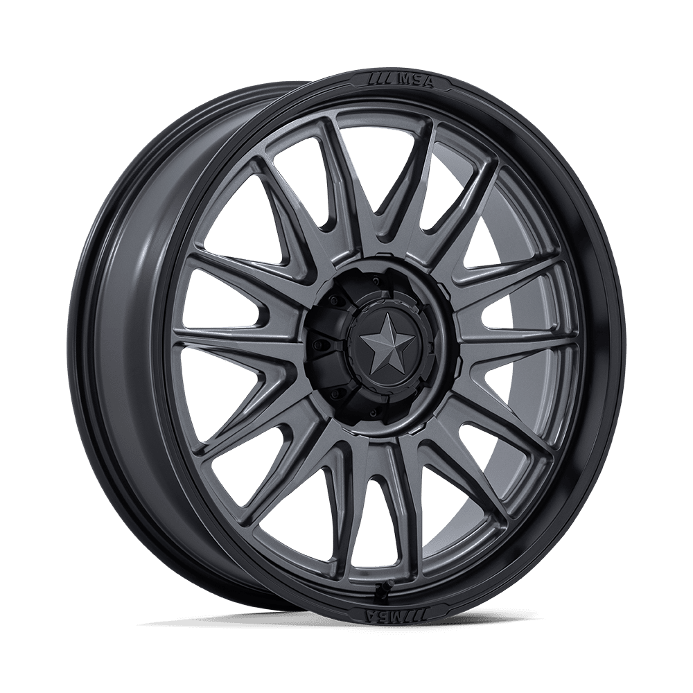 MSA Offroad Wheels M55 COMMANDER UTV MATTE GUNMETAL W/ M-BLK LIP Wheel 18x7 5X114.3mm +10 72.56mm