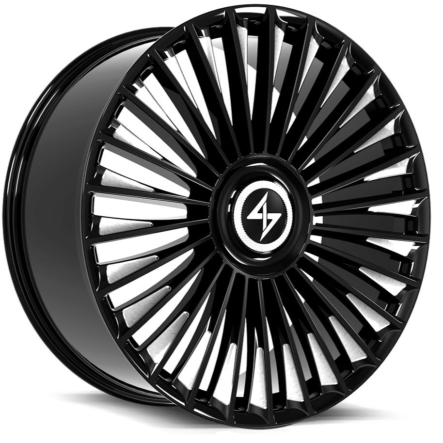 Sentali Luxx Turbine 24x10 5x127/5x120 30 Gloss Black Milled Tips