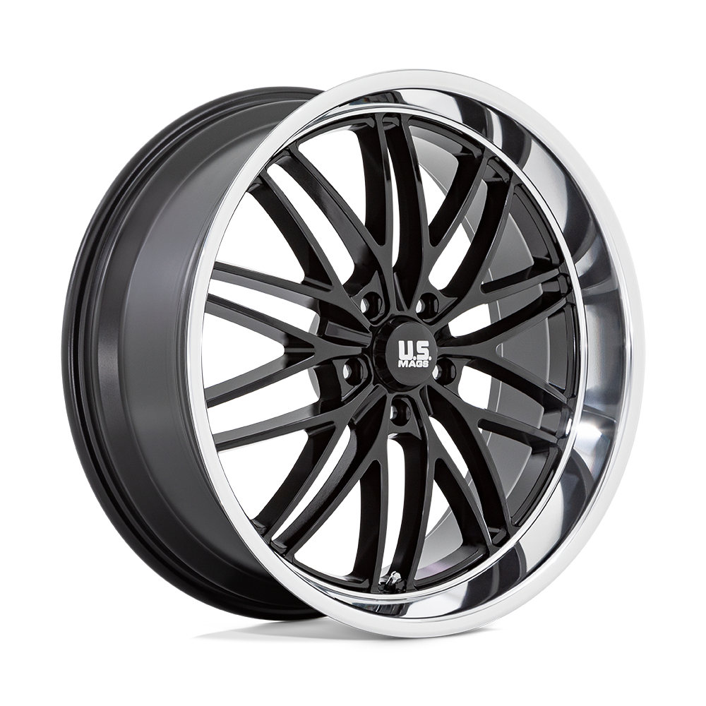 US Mag 1PC U138 SANTA CRUZ GLOSS BLACK W/ DIAMOND CUT LIP Wheel 22x9 5X127mm +15 78.1mm