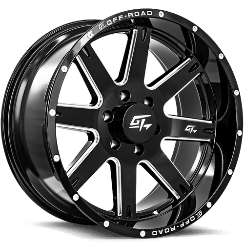 GT OFFROAD INVASION Gloss Black Milled Wheel 20x12 6X139.7mm -44 106.1mm