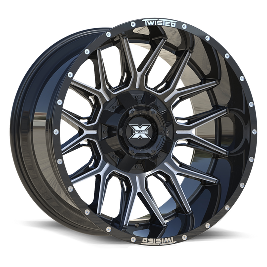 TWISTED OFF-ROAD TW1 Gloss Black Milled Wheel 22x10 8X165.1mm -18 0mm