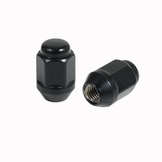 Acorn Satin Black Nut 2PC 60° Bulge Seat-12x1.50mm-21mm Hex-Premium