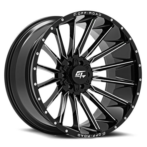 GT OFFROAD STARK Gloss Black Milled Wheel 24x12 5X127mm -44 78.1mm