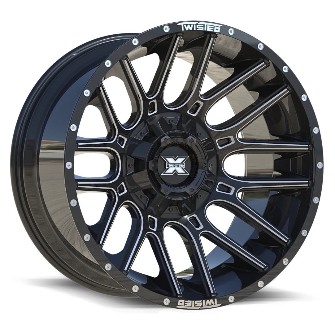 TWISTED OFF-ROAD TW3 Gloss Black Milled Wheel 22x10 6X135mm -18 0mm