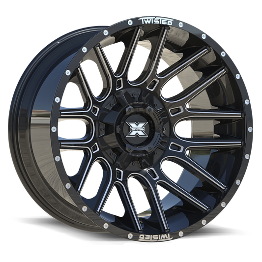 TWISTED OFF-ROAD TW3 Gloss Black Milled Wheel 22x10 6X135mm -18 0mm