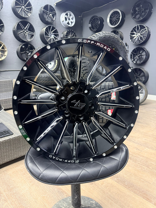 GT OFF-ROAD STARK GLOSS BLACK MILLED 20X9 +12 6x135 106.1cb