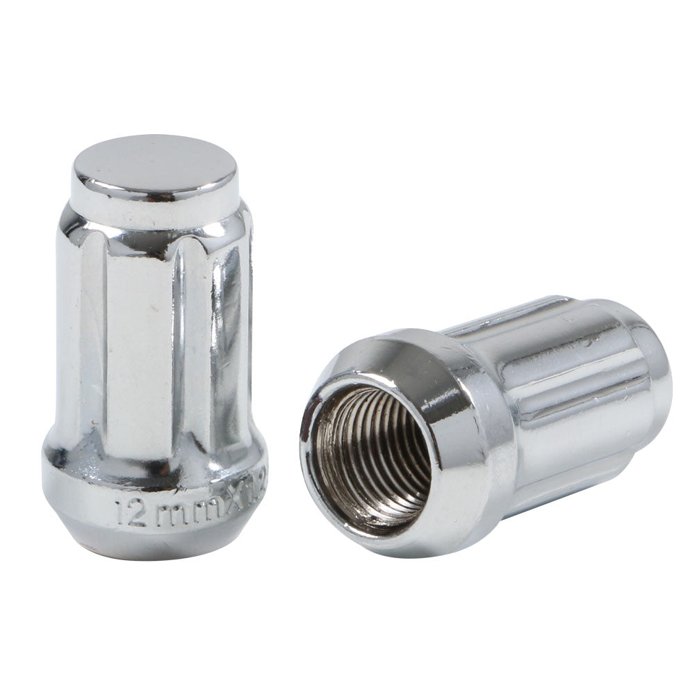 6 Spline Chrome Nut 2PC 60° Seat-12x1.25mm-17/19/21mm Hex-Premium