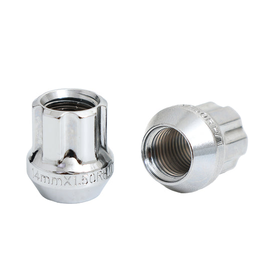 6 Spline Chrome O/E Nut 1PC 60° Seat-14x1.50mm-19/21/22mm Hex-Premium