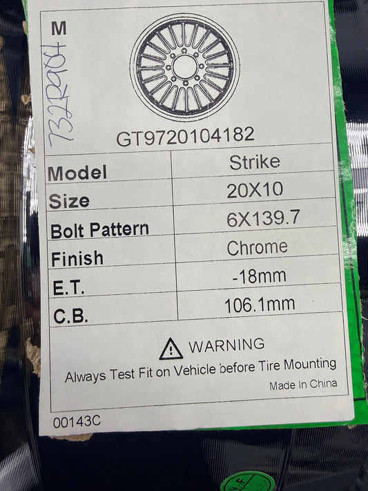 GT OFFROAD STRIKE CHROME 20X10 6x135 -18 106.1