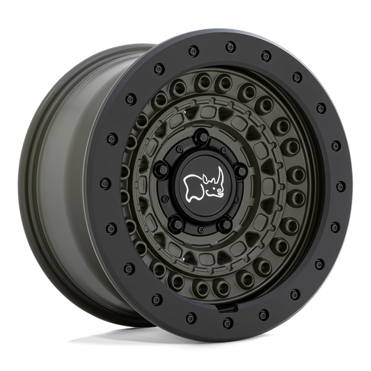 Black Rhino Hard Alloys BARRICADE OLIVE DRAB GREEN W/ BLK ROCK Wheel 17x8.5 6X139.7mm +0 112.1mm