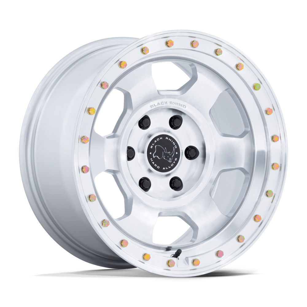 Black Rhino Hard Alloys BR029 TROOPER GLOSS SILVER W/ MACHINED FACE Wheel 17x8.5 6X139.7mm +0 106.1mm