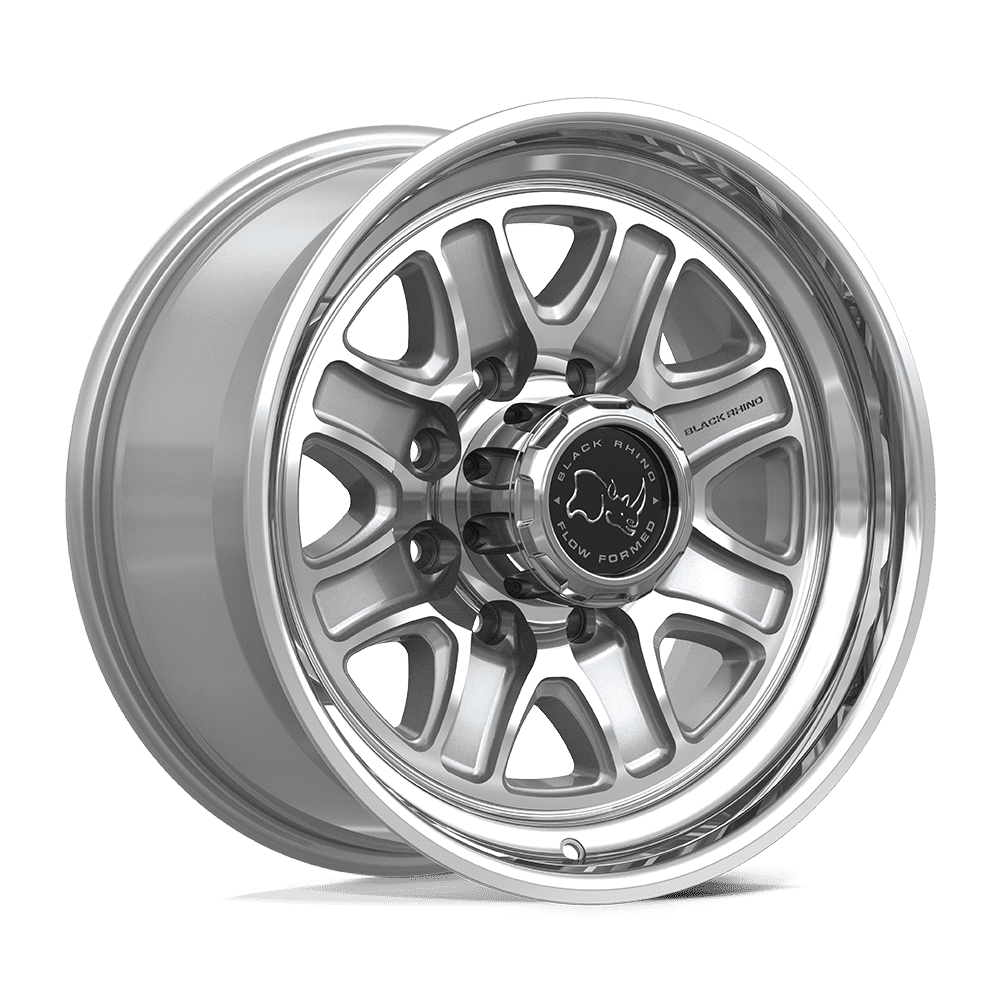 Black Rhino Hard Alloys BR032 ECHO GLOSS SILVER W/ MACHINED FACE Wheel 18x9 8X180mm +12 124.2mm