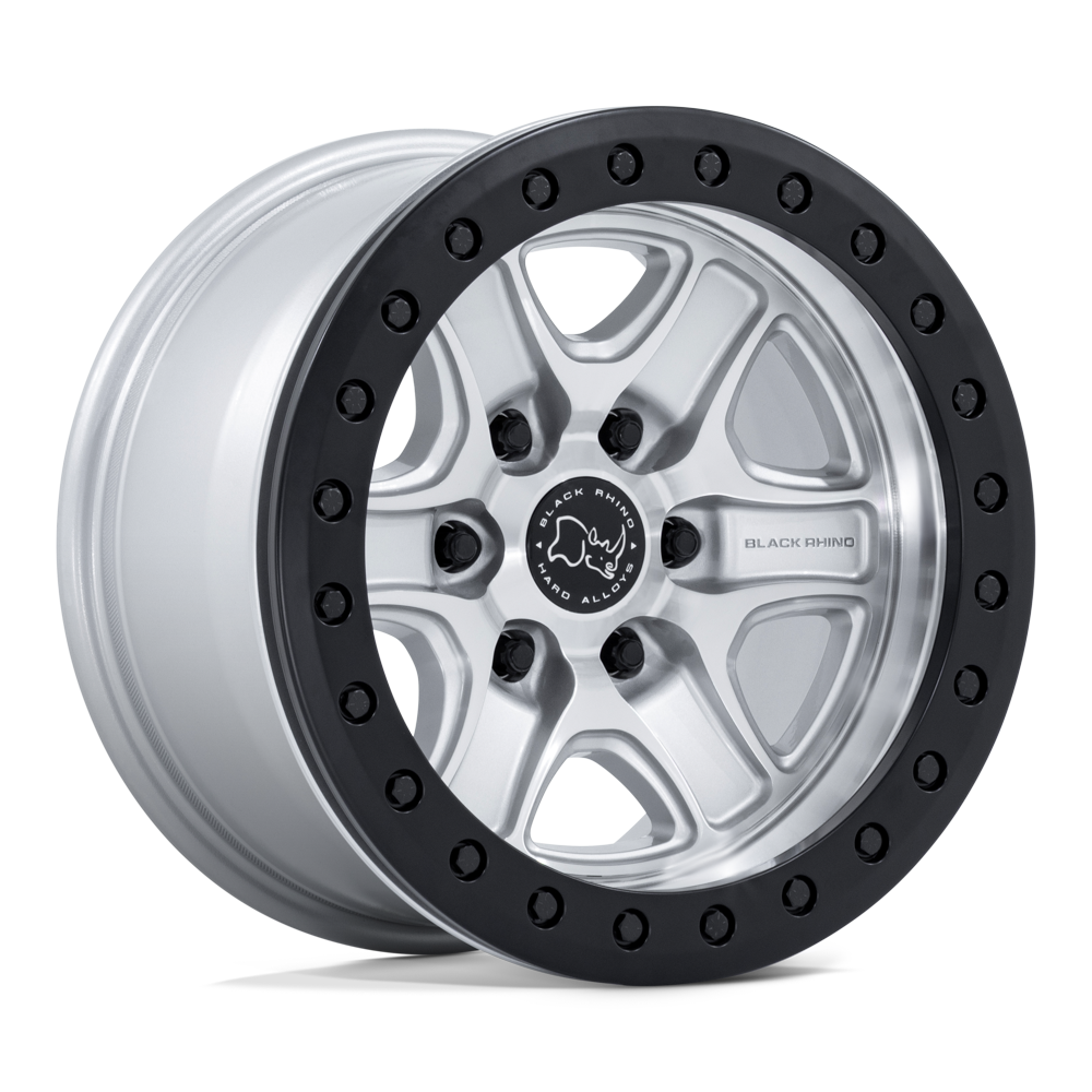 Black Rhino Hard Alloys BR200 ECHO TRAIL LOCK BEADLOCK HYPER SILVER W/ MACHINED FACE Wheel 17x8.5 6X139.7mm +25 106.1mm