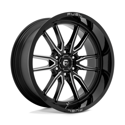 Fuel 1PC D761 CLASH GLOSS BLACK MILLED Wheel 22x10 6X139.7mm -18 106.1mm