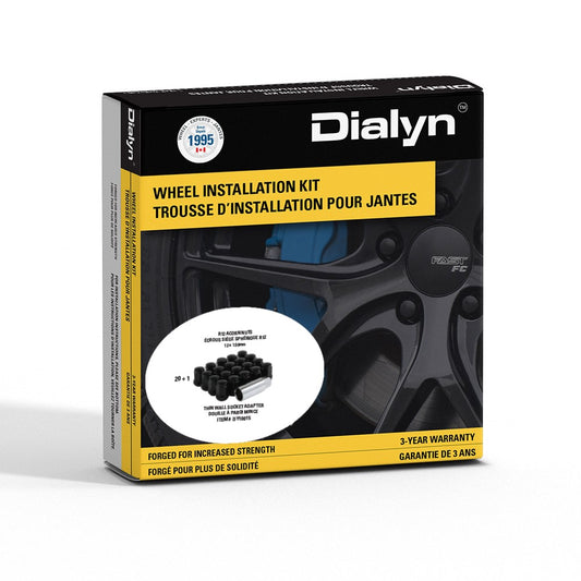 Kit 20x Acorn Black Nut 1PC R12 Radius Seat-12x1.50mm-19mm Hex with Thin Wall Socket Adapter