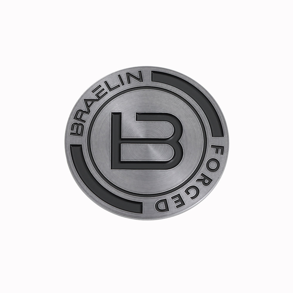 Matte Carbon Grey Metal Emblem with Black Logo- Flat