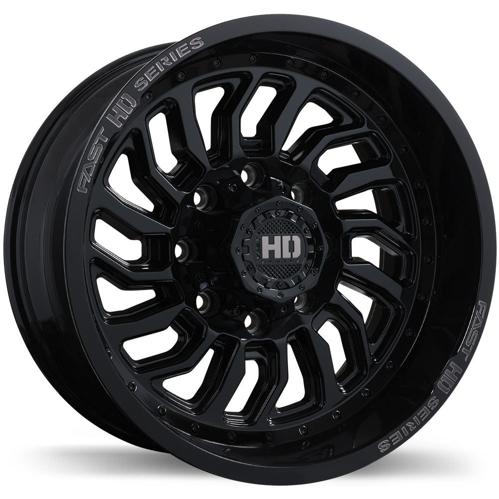 Fast HD D-STRUCT Gloss Black with Grey Milling Wheel 20x10.0 8X165.1mm -15 125.1mm