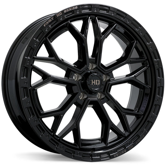 Fast HD Muramasa Gloss Black with Grey Milling Wheel 22x9.0 5X127mm +30 71.5mm