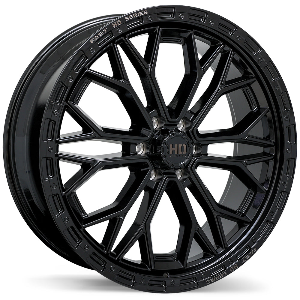 Fast HD Muramasa Gloss Black with Grey Milling Wheel 24x9.5 6X139.7mm +28 106.1mm