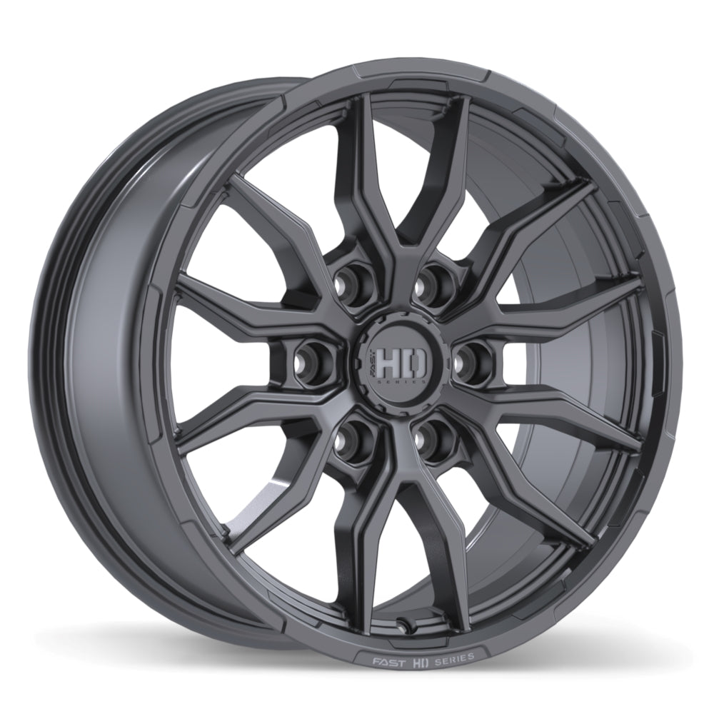 Fast HD Grit Satin Gunmetal with Milling Wheel 17x8.0 6X139.7mm +24 78mm