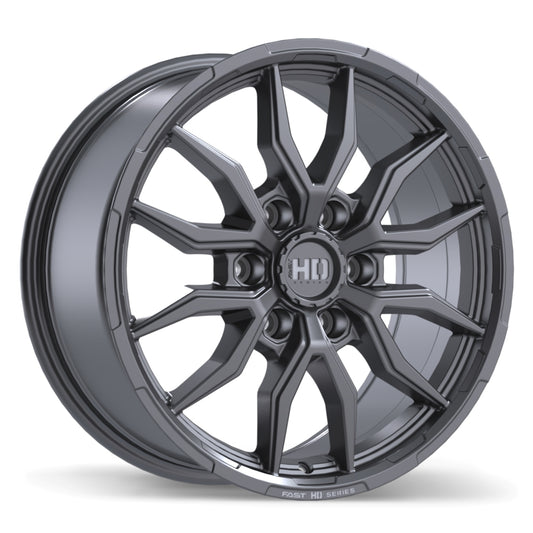Fast HD Grit Satin Gunmetal with Milling Wheel 18x8.5 6X135mm +44 87.1mm