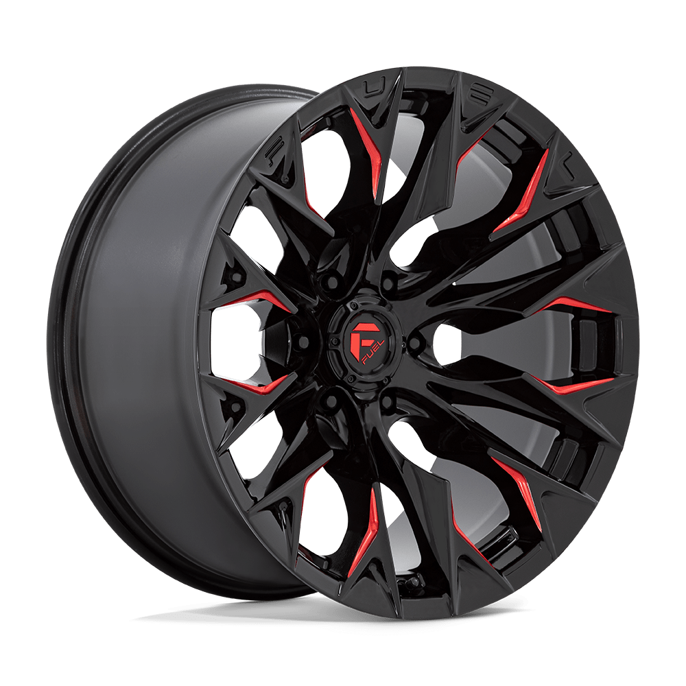 Fuel 1PC D823 FLAME GLOSS BLACK MILL W/ CANDY RED Wheel 20x9 5X127mm +1 71.5mm