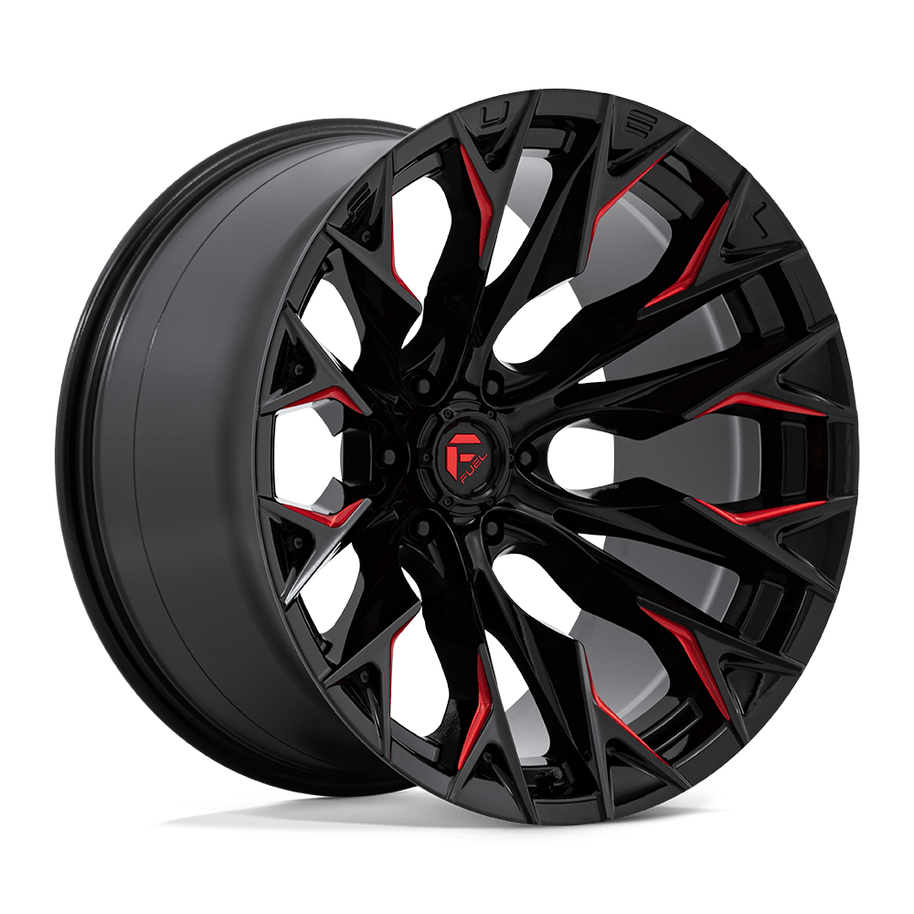 Fuel 1PC D823 FLAME GLOSS BLACK MILL W/ CANDY RED Wheel 22x12 6X139.7mm -44 106.1mm