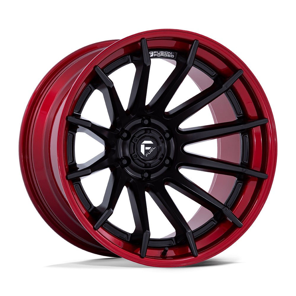 Fuel 1PC FC403 BURN MATTE BLACK W/ CANDY RED LIP Wheel 22x10 6X139.7mm -18 106.1mm