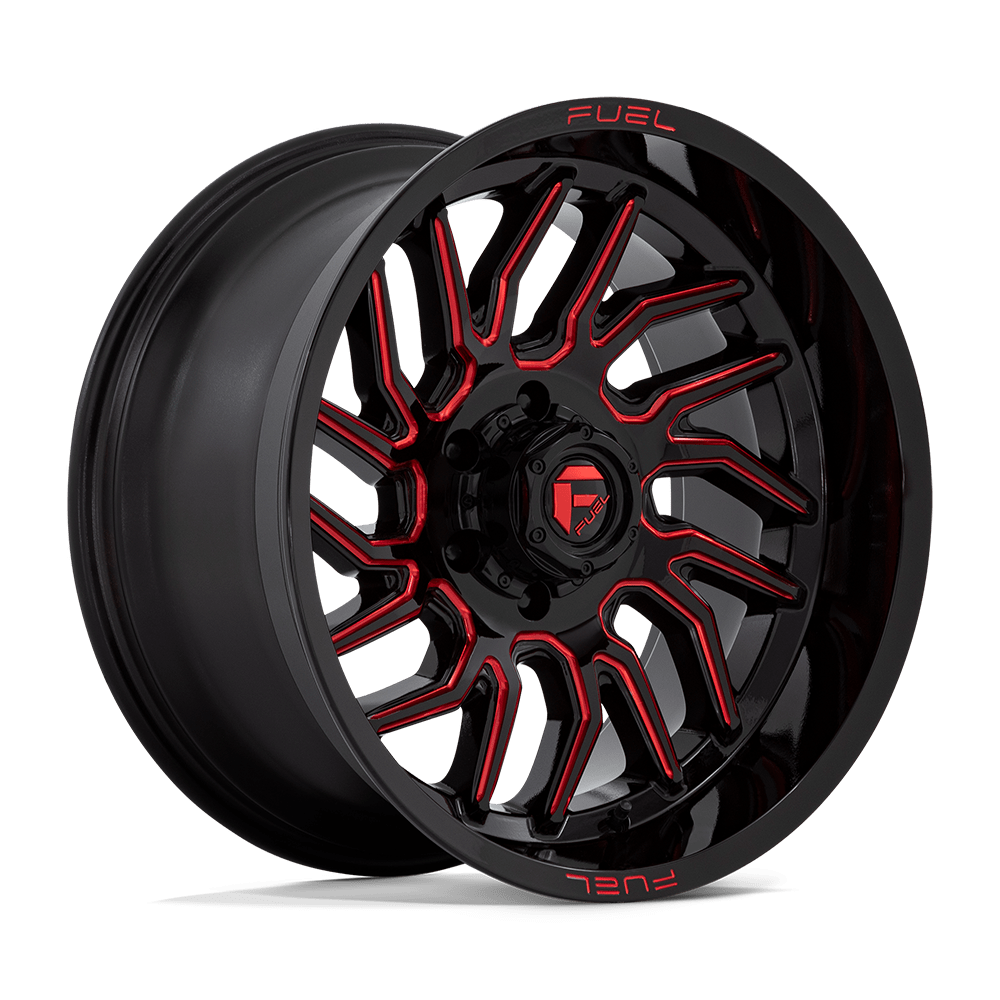 Fuel 1PC D808 HURRICANE GLOSS BLACK MILLED RED TINT Wheel 20x10 6X139.7mm -18 106.1mm